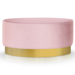 Pouf rond en velours pied or Artulo