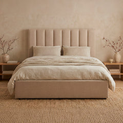 Pack Lit-coffre Songe + Matelas Bedream 160x200cm Tissu Beige