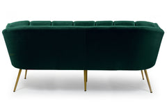 Canapé 3 places arrondi Brenda Velours Vert pieds Or
