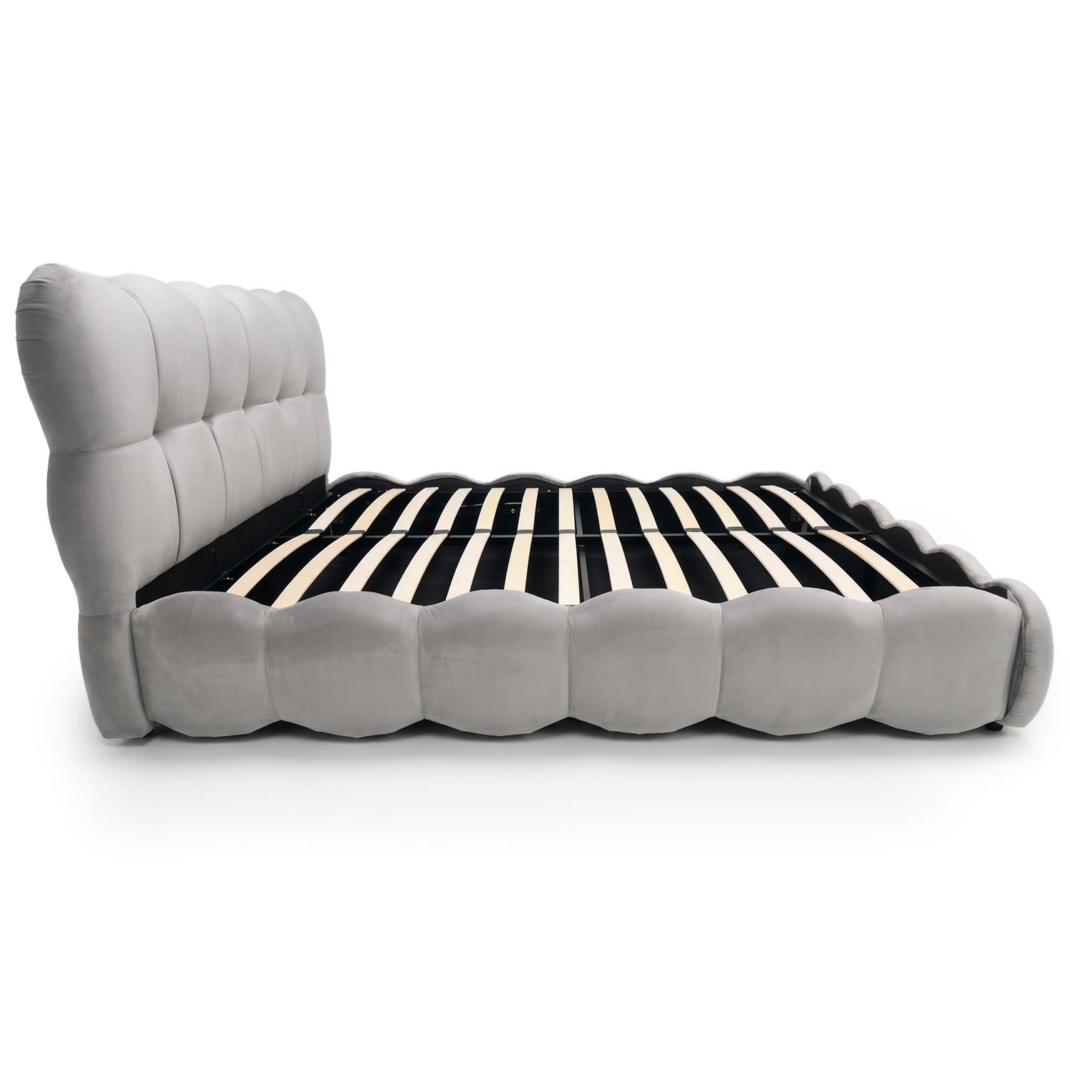 Lit-coffre design boule Bilbola avec sommier relevable 160x200cm Velours Gris