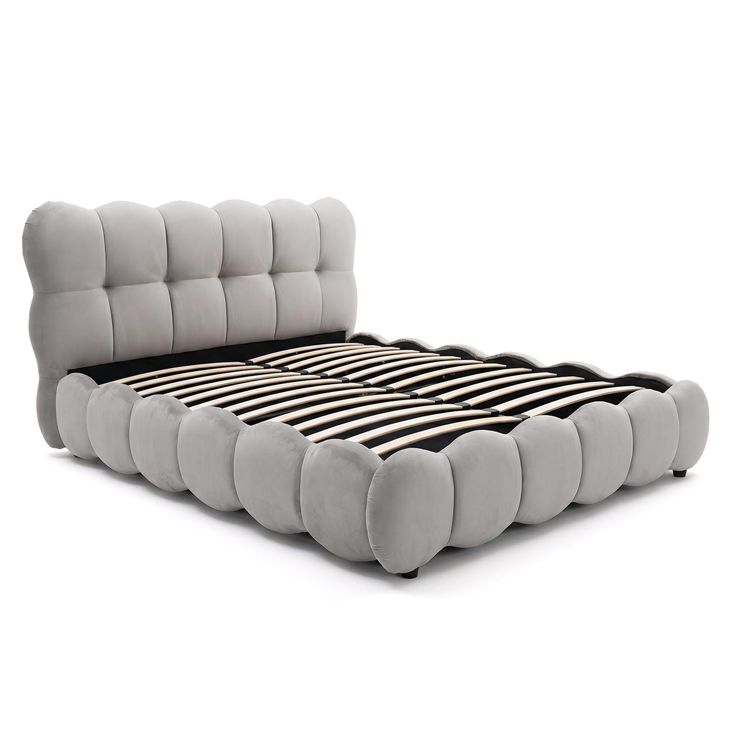Lit-coffre design boule Bilbola avec sommier relevable 160x200cm Velours Gris