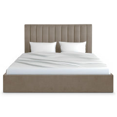 Lit coffre Astris avec sommier en velours taupe 180 cm