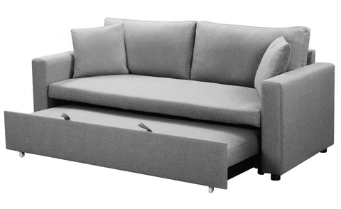 Canapé convertible 3 places Arkomi tissu gris clair