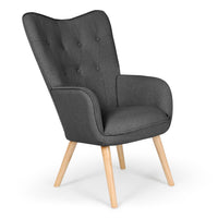 Fauteuil scandinave Amigio en tissu gris foncé