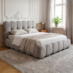 Lit-coffre design boule Bilbola avec sommier relevable 160x200cm Velours Gris