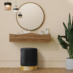 Tabouret Jona Velours Noir Pied Or