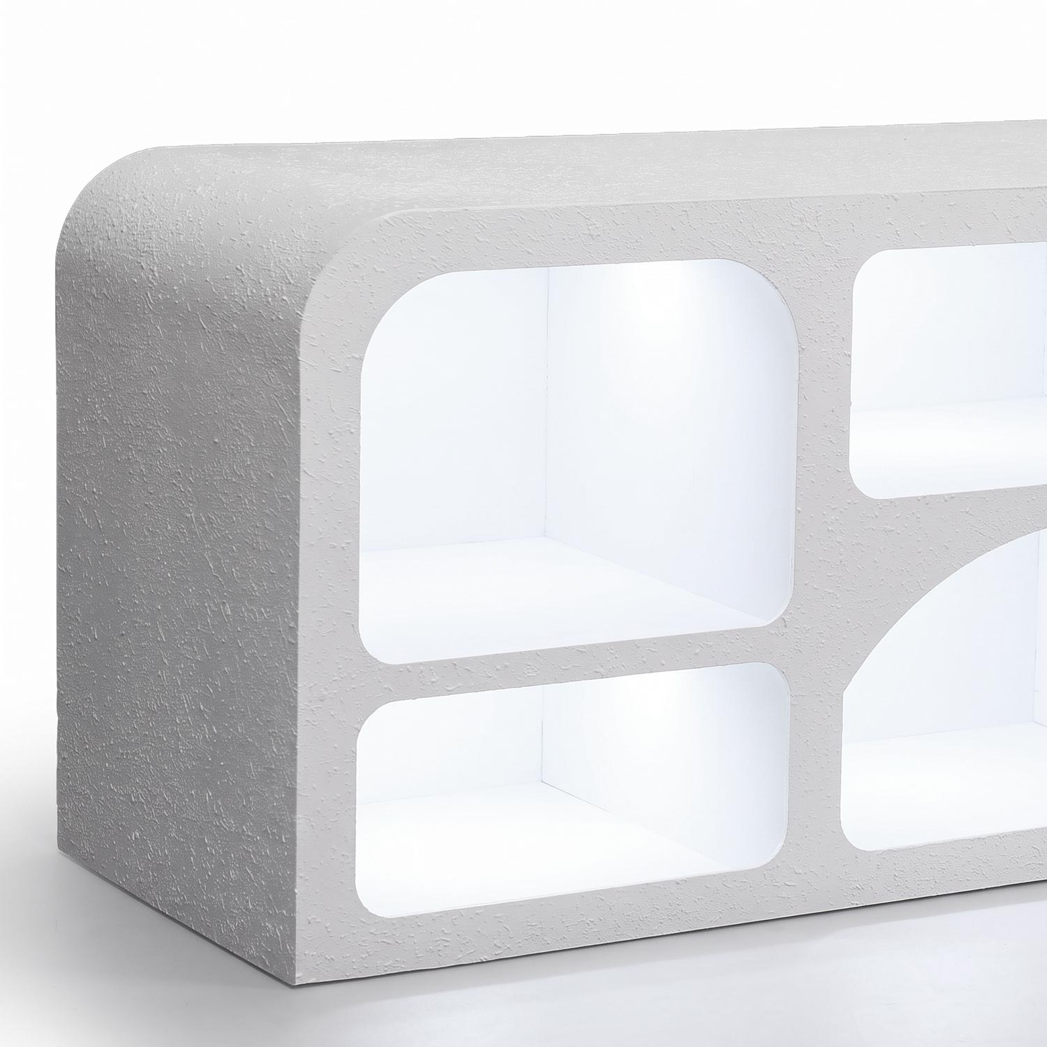 Buffet bas L160cm design arches avec LED intégrées Navalor Blanc