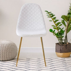 Lot de 4 chaises en tissu bouclette blanc matelassées Atona