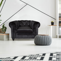 Fauteuil en velours Abir noir