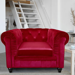 Fauteuil en velours Abir rouge