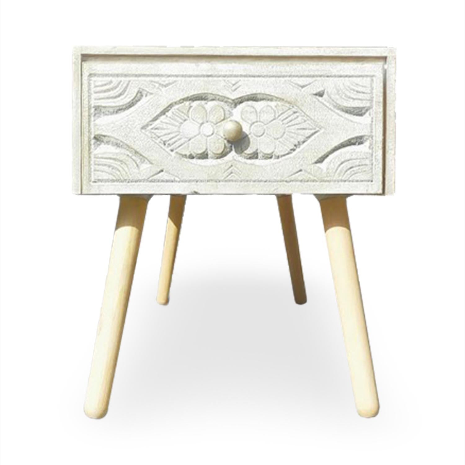 Bout de lit Jadida Blanc Tissu