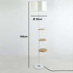Lampadaire avec tablettes Steppa Blanc et Bois