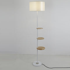 Lampadaire avec tablettes Steppa Blanc et Bois