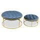 Set de 2 poufs ronds en velours coloris bleu