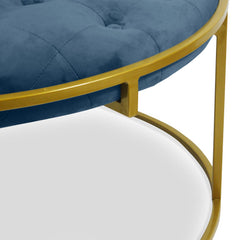 Set de 2 poufs Valona Velours Bleu