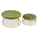 Ensemble de 2 poufs ronds en velours kaki avec structure en métal doré