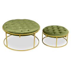 Set de 2 poufs Valona Velours Kaki