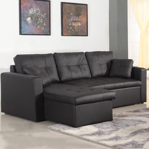 Sofá esquinero convertible negro moderno