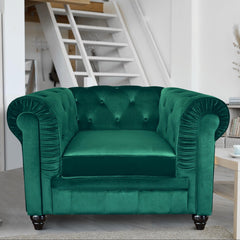 Grand fauteuil Chesterfield Velours Vert