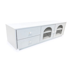 Table basse Caria 60x100cm avec portes et tiroirs blanc texturé