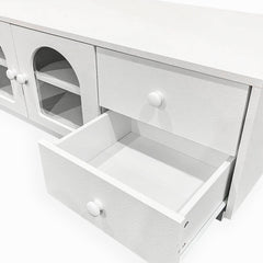 Table basse Caria 60x100cm avec portes et tiroirs blanc texturé