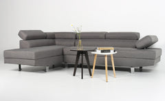Canapé d'angle avec têtières relevables Alfa Tissu Gris