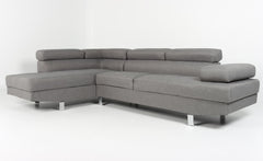 Canapé d'angle avec têtières relevables Alfa Tissu Gris
