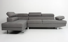 Canapé d'angle avec têtières relevables Alfa Tissu Gris