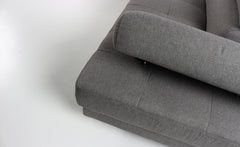 Canapé d'angle avec têtières relevables Alfa Tissu Gris