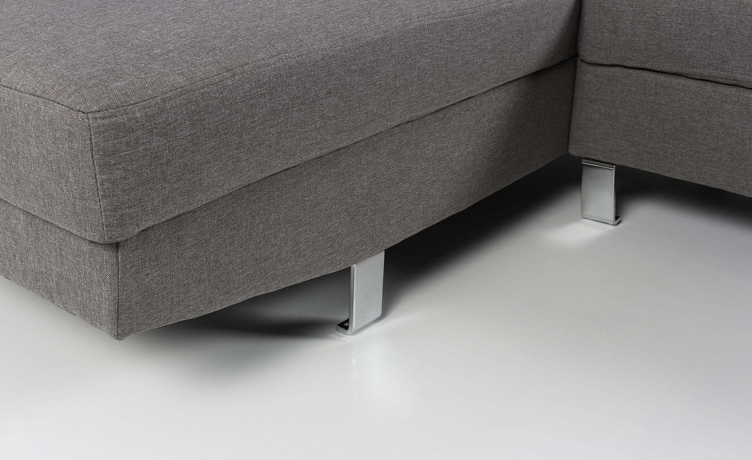 Canapé d'angle avec têtières relevables Alfa Tissu Gris