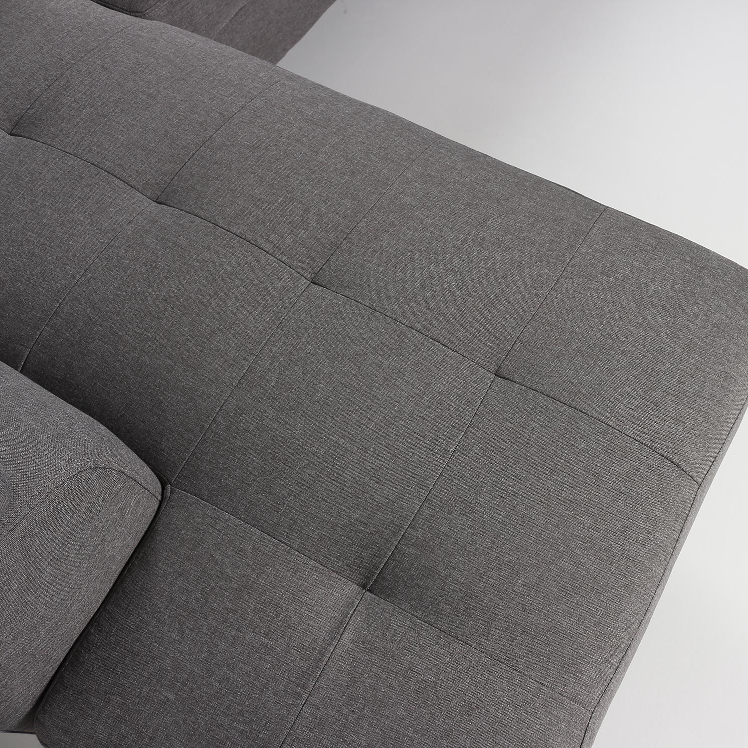 Canapé d'angle avec têtières relevables Alfa Tissu Gris