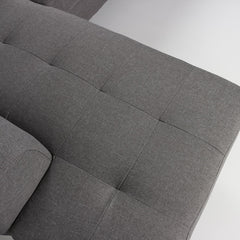 Canapé d'angle avec têtières relevables Alfa Tissu Gris