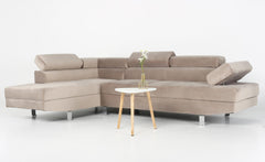 Canapé d'angle avec têtières relevables Alfa Velours Taupe