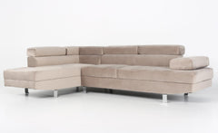 Canapé d'angle avec têtières relevables Alfa Velours Taupe