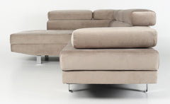 Canapé d'angle avec têtières relevables Alfa Velours Taupe