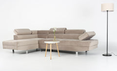 Canapé d'angle avec têtières relevables Alfa Velours Taupe
