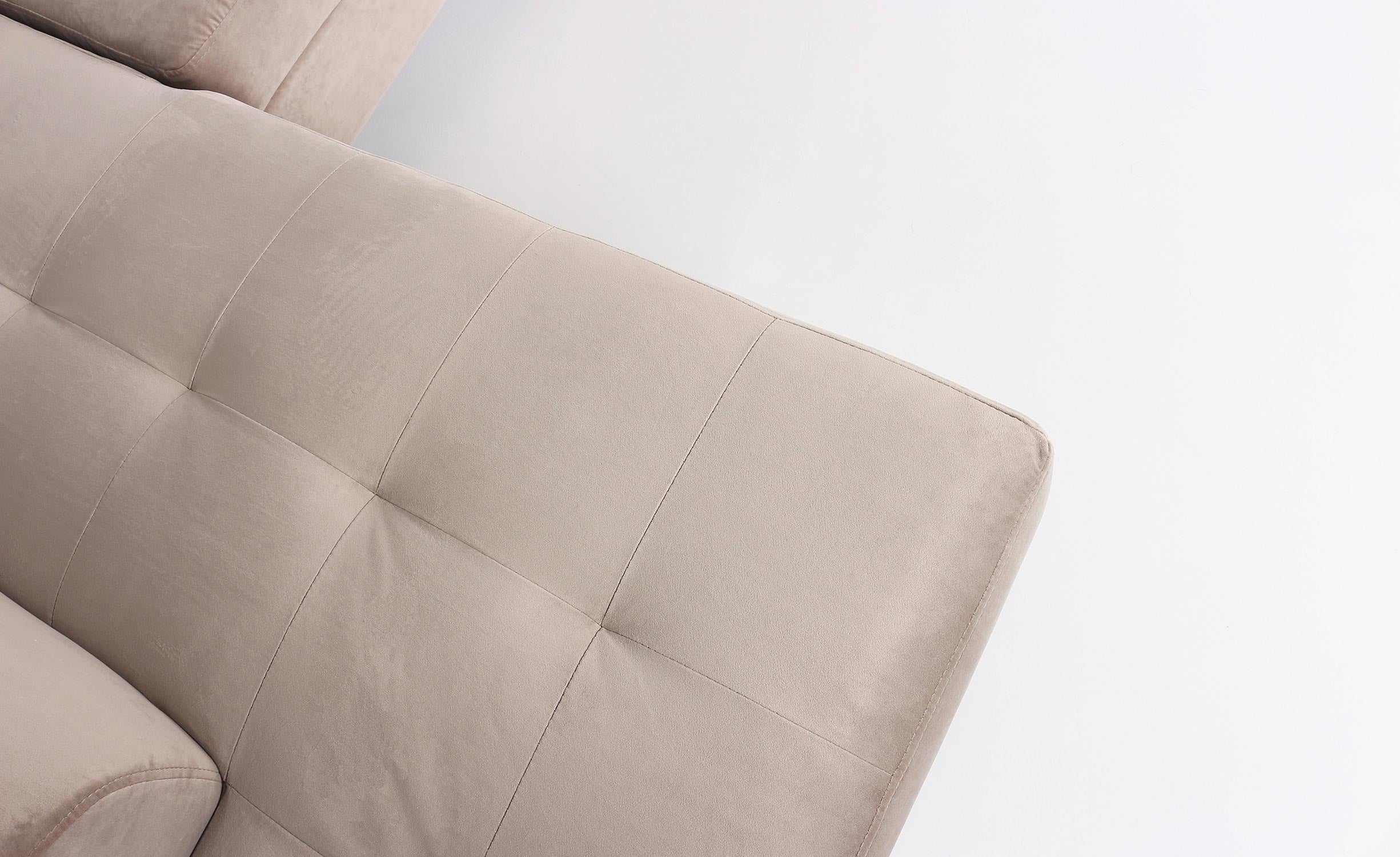 Canapé d'angle avec têtières relevables Alfa Velours Taupe