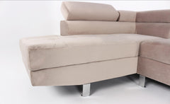 Canapé d'angle avec têtières relevables Alfa Velours Taupe