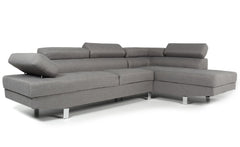 Canapé d'angle avec têtières relevables Alfa Tissu Gris
