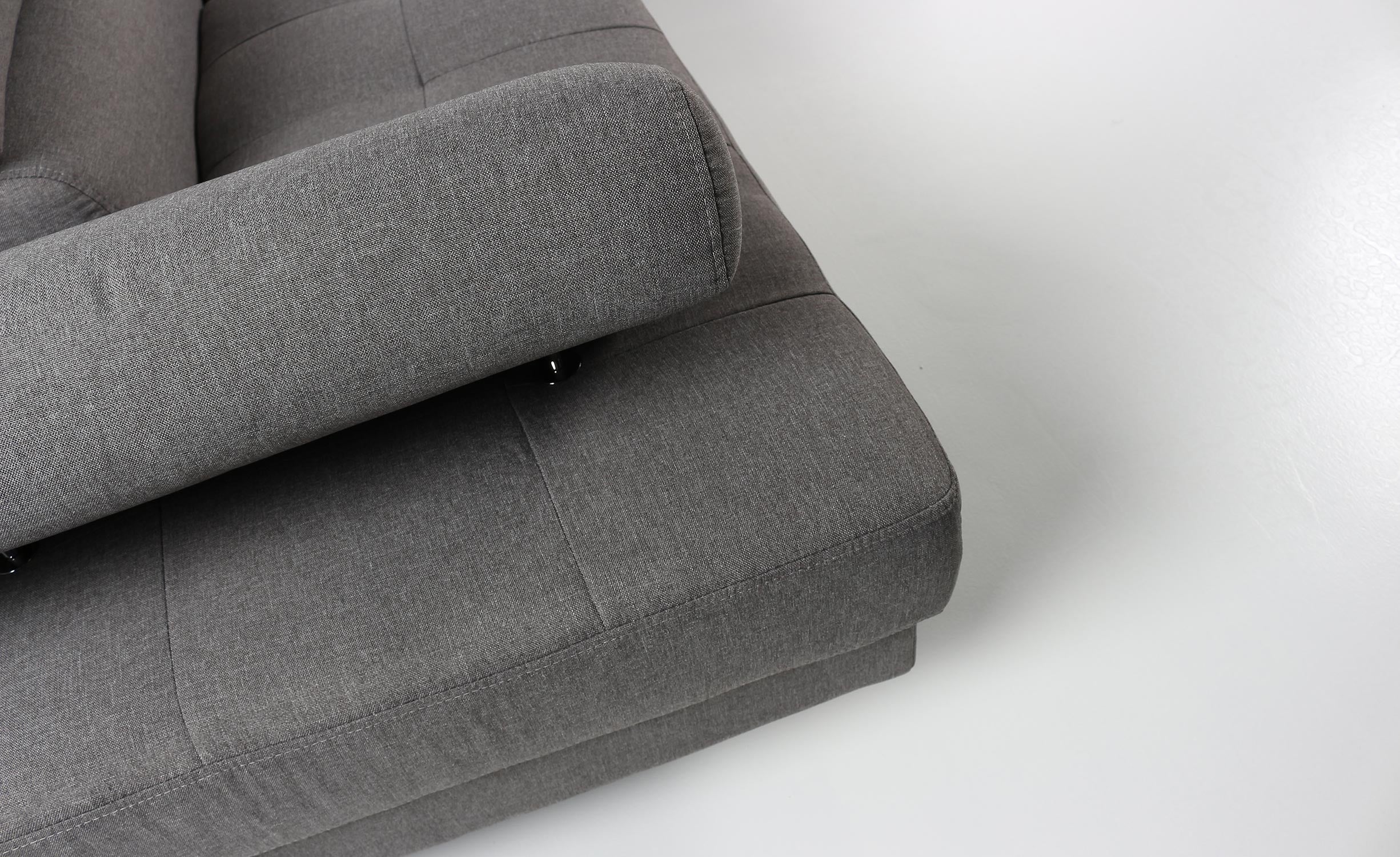 Canapé d'angle avec têtières relevables Alfa Tissu Gris