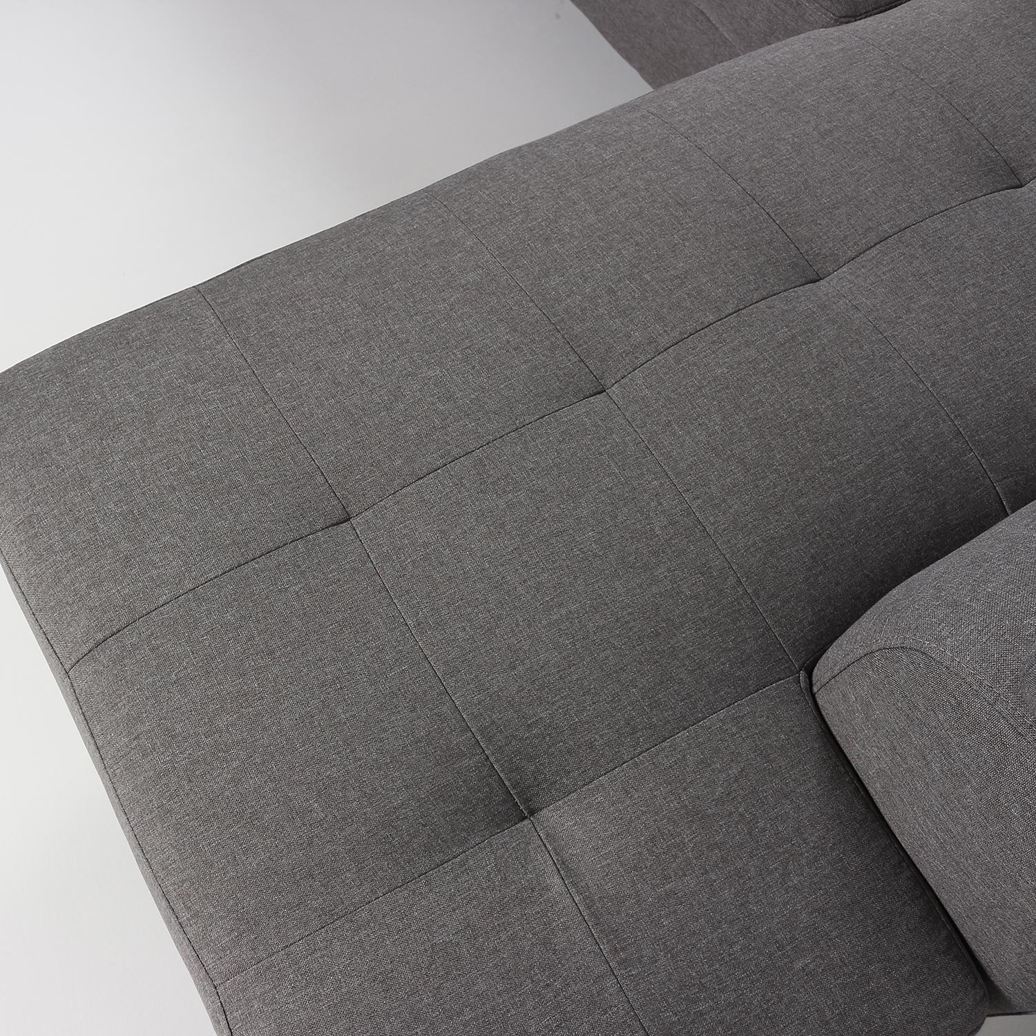 Canapé d'angle avec têtières relevables Alfa Tissu Gris
