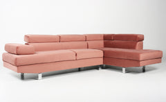 Canapé d'angle avec têtières relevables Alfa Velours Rose