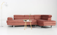 Canapé d'angle avec têtières relevables Alfa Velours Rose