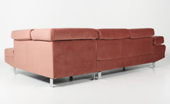 Canapé d'angle avec têtières relevables Alfa Velours Rose