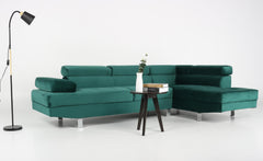 Canapé d'angle avec têtières relevables Alfa Velours Vert