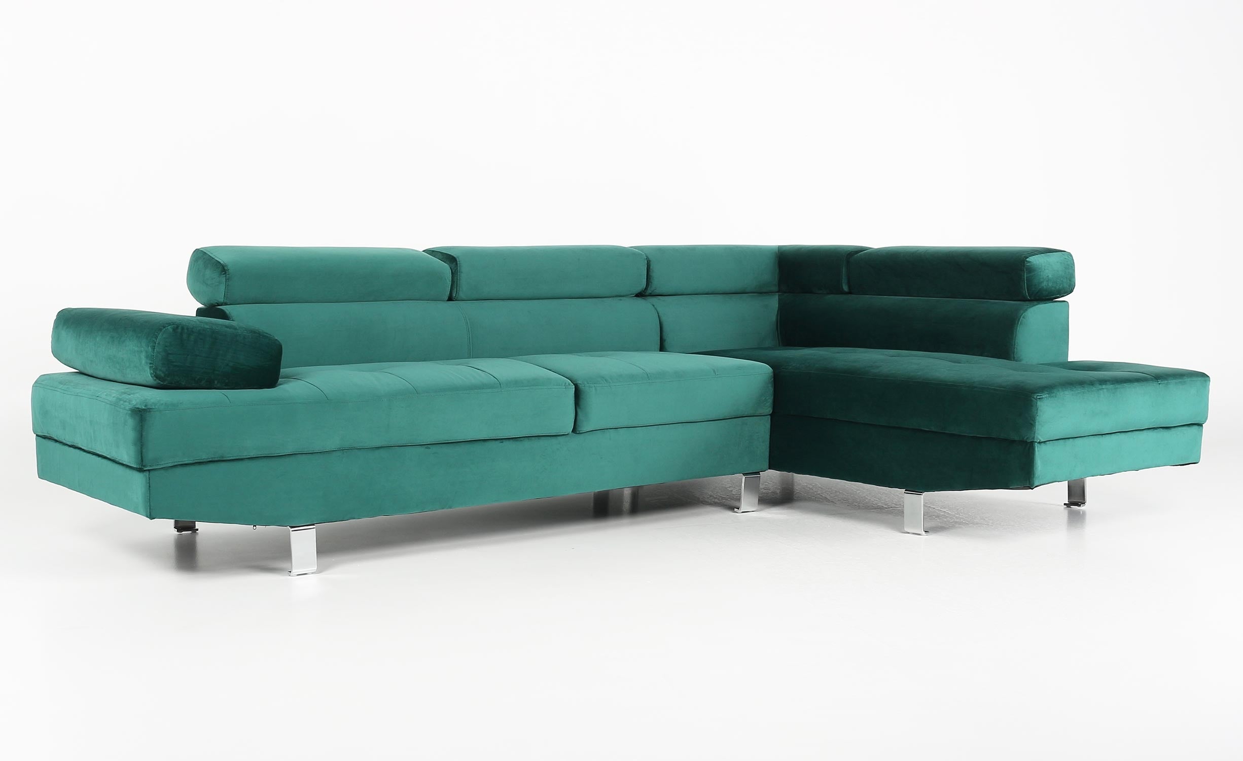 Canapé d'angle avec têtières relevables Alfa Velours Vert