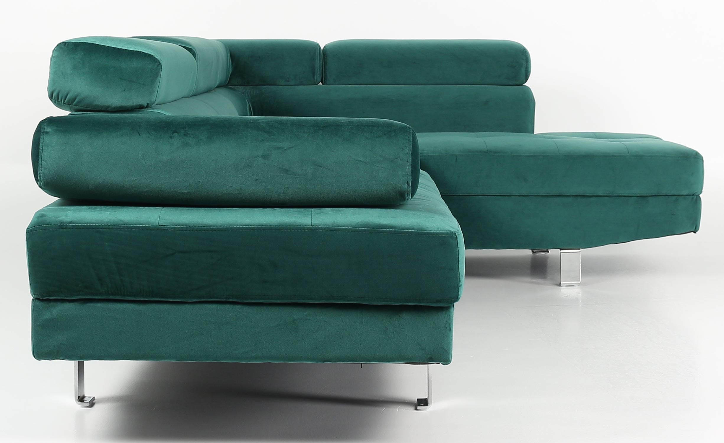 Canapé d'angle avec têtières relevables Alfa Velours Vert