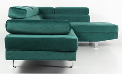 Canapé d'angle avec têtières relevables Alfa Velours Vert