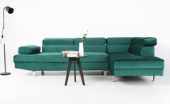 Canapé d'angle avec têtières relevables Alfa Velours Vert