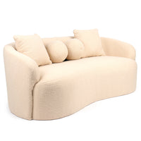 Canapé 3 places incurvé en tissu bouclette beige
